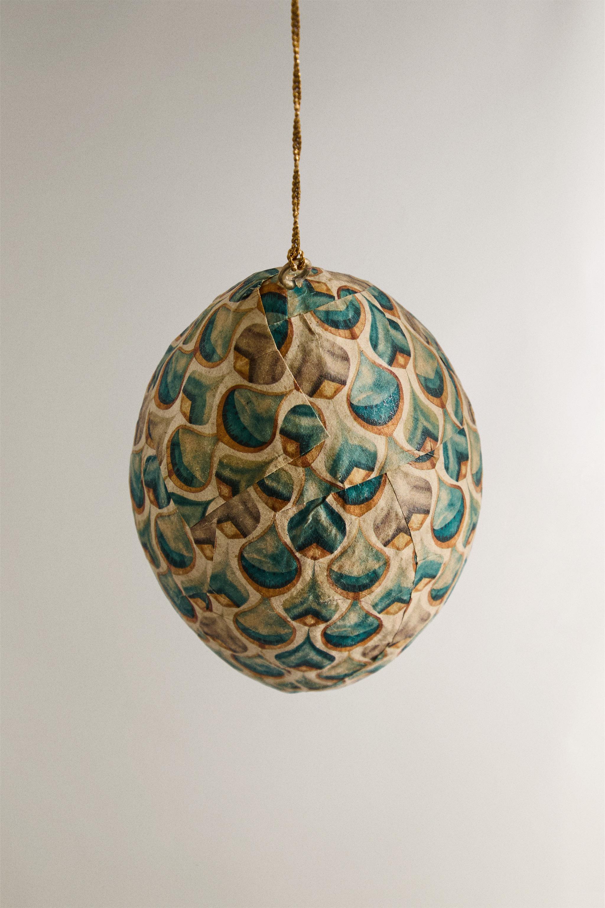 ELONGATED PRINTED CHRISTMAS TREE BALL ORNAMENT